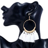 Big Drop Cotton Rope Fringe Long Dangle Earrings