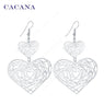 Lovely Double Heart Dangle Long Earrings For Women