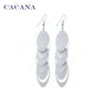 Matte Oval And Hollow Oval Dangle Long Earrings For Women