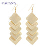 Square Panels Dangle Long Earrings For Women