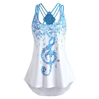 New Fashion Women Musical Notes Printed Sleeveless Vest - sparklingselections
