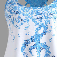 New Fashion Women Musical Notes Printed Sleeveless Vest - sparklingselections
