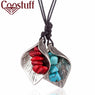 new fashion Vintage Leaf with color Stone Necklaces pendants