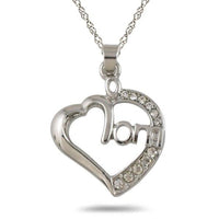 New stylish Silver Plated Mom Heart Crystal Pendant Necklace - sparklingselections
