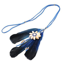 New Seashell flower long feather necklaces - sparklingselections