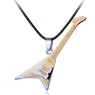 Stainless Steel Gold Guitar Unisex Pendant Necklace