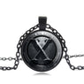 Glass Cabochon Vintage Bronze Black Chain Necklace for Men & Women