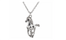 Vintage Silver Horse Pendant Long Necklace 18" Fashion Jewelry