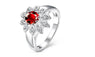 Trendy Flower Shape Inlaid Crystal Silver Plated Ring (7)
