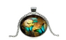 Steampunk Clock Art Picture Vintage Silver Chain Necklace