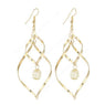 Women Gold Color Circle Dangle Long Earrings With Spring