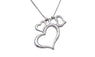 White Silver Three Heart Pendant Necklace For Women