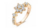 Fashion Flower Zircon Gold Color Luxury Rose Blooming Rings