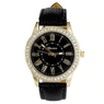 New Fashionable Women's Leather Band Roman Rhinestone Quartz Wrist Watch for women