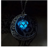 Glow in Dark Turquoise Heart Pendant Necklace Fashion Women Moon Glowing Simple Jewelry
