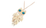 New Stylish Gold Leaves Owl Pendant Necklace