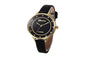Faux Leather Black Wrist Watch for Women