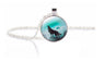 Fashion Wolf Moon Round Glass Pendant Necklace