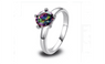 Fulgurant Round Cut Mystic Rainbow Topaz Party Women Wedding Silver Plated Ring