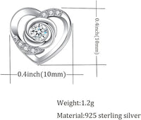 CZ Love-heart stud Silver Earrings for Women