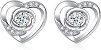 CZ Love-heart stud Silver Earrings for Women