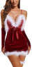 Teddy V Neck Chemise Nightgown Negligee Dress Red