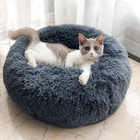 Winter Warm Couch Puppy Plush House Cat Rug Round Dog Bed - sparklingselections