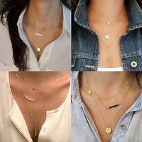 Hot Fashion Alloy Fatima Hand 3 Layer Chain Bar Necklace Beads And Long Strip Pendant Jewelry For Girls And Best Sweet Gifts