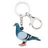 Women Car Bag Cartoon Blue Pigeon Bird Key Chains Holder Keyring