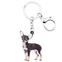 Fashion Chihuahua Dog Acrylic Standing Keychains Women Handbag Keyring - sparklingselections