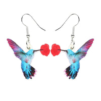 New Stylish Flower Flying Humming Bird Dangle Drop Earrings - sparklingselections