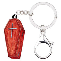 Unique Punk Jewelry Halloween Red Coffin Casket Key Chain Bag Keyrings - sparklingselections