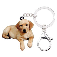 Animal Acrylic Labrador Retriever Dog Key Chain Bag Purse Car Key Ring - sparklingselections
