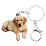 Animal Acrylic Labrador Retriever Dog Key Chain Bag Purse Car Key Ring