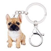 Women Handbag Keyring Acrylic Sitting French Cute Puppy Dog Key Chains - sparklingselections