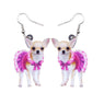 New Stylish Cute Pink Dress Chihuahua Dog Earrings