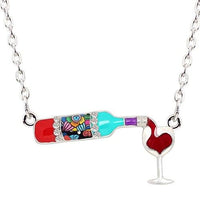 New Women's Party Special Floral Red Wine Bottle Glass Necklace Jewelry - sparklingselections