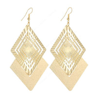 Dangle Long Earrings Hollow Rhombus Style For Women - sparklingselections