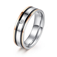 Elegant Double Black Border Titanium Rings For Women - sparklingselections