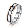 Elegant Double Black Border Titanium Rings For Women