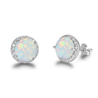 New White Pink Blue Opal Sterling Silver Stud Earrings Women Jewelry - sparklingselections