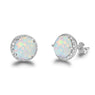 New White Pink Blue Opal Sterling Silver Stud Earrings Women Jewelry