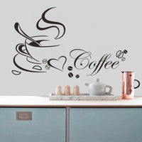 Removable Vinyl Black Coffee Wall Sticker Home Kitchen Wall Decal Stickers Top Quality Posters - sparklingselections