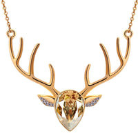 New Christmas Crystal Antler Deer Head Pendant Necklaces - sparklingselections
