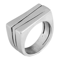 New Simple Bar Rectangle Matte Silver Ring For Women - sparklingselections