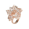 Luxury Adjustable Fashion Gold Double Five Multilayer Lotus Flower Cocktail Ring For Women