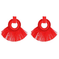 New Hoop Leather Tassel Fringe Dangle Drop Earrings - sparklingselections