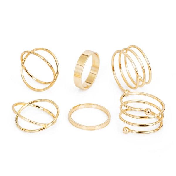 Unique And Adjustable 6 PCS Sets Punk Gold Knuckle Midi Rings For Wome ...
