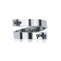 New Keep Going Ring Stainless Steel Engraved Ring Women Men Jewelry - sparklingselections
