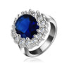 Princess Diana William Blue Zircon Engagement Ring Silver Color Wedding Rings For Women